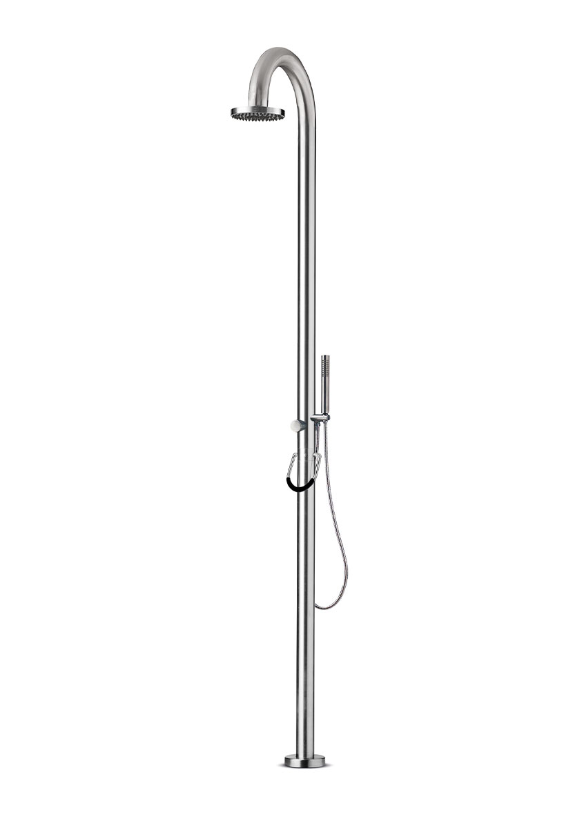 Nerezová venkovní sprcha JEE-O original 02 s ruční sprchou a dešťovou sprchovou hlavicí